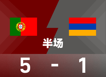 Intervalo preliminar da Europa Mundial: tiro duplo de Neves, tiro de taxa B, Portugal 5-1 Armênia